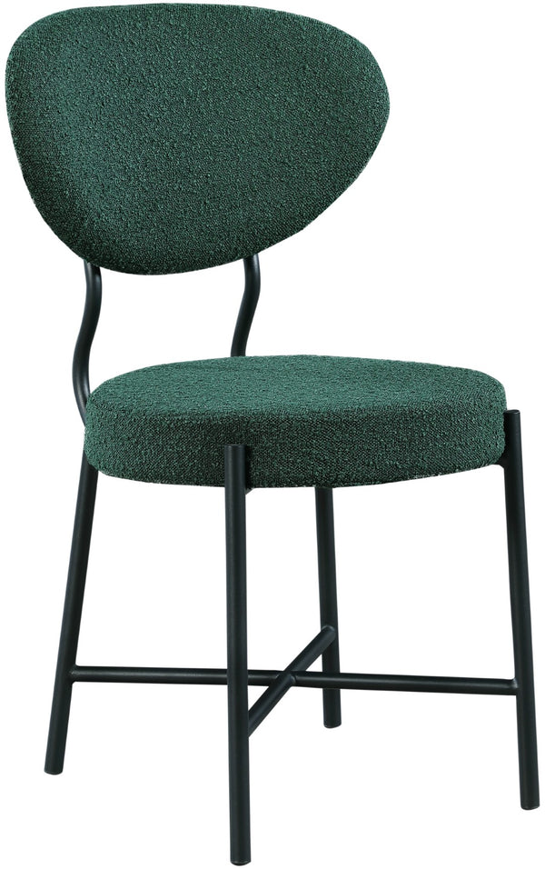 Allure Boucle Fabric / Iron / Foam Contemporary Green Boucle Fabric Dining Chair - 20.5" W x 23" D x 34" H