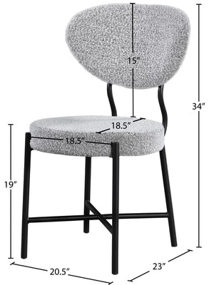 Allure Boucle Fabric / Iron / Foam Contemporary Grey Boucle Fabric Dining Chair - 20.5" W x 23" D x 34" H