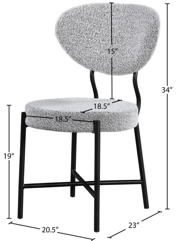 Allure Boucle Fabric / Iron / Foam Contemporary Grey Boucle Fabric Dining Chair - 20.5" W x 23" D x 34" H