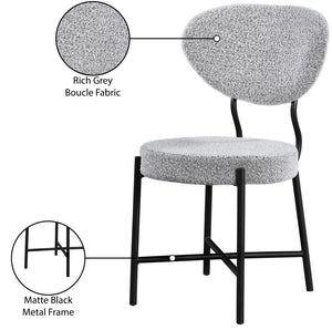 Allure Boucle Fabric / Iron / Foam Contemporary Grey Boucle Fabric Dining Chair - 20.5" W x 23" D x 34" H