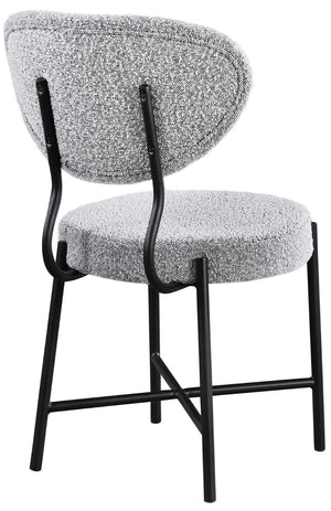 Allure Boucle Fabric / Iron / Foam Contemporary Grey Boucle Fabric Dining Chair - 20.5" W x 23" D x 34" H
