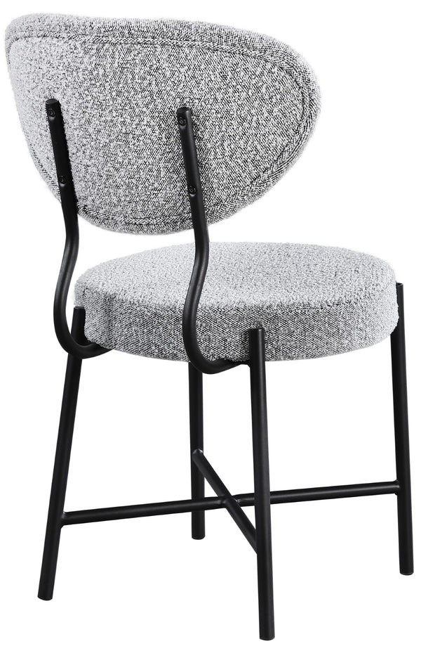 Allure Boucle Fabric / Iron / Foam Contemporary Grey Boucle Fabric Dining Chair - 20.5" W x 23" D x 34" H