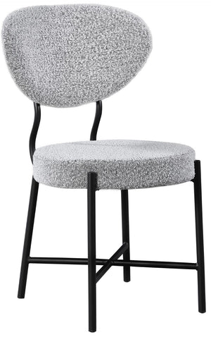 Allure Boucle Fabric / Iron / Foam Contemporary Grey Boucle Fabric Dining Chair - 20.5" W x 23" D x 34" H