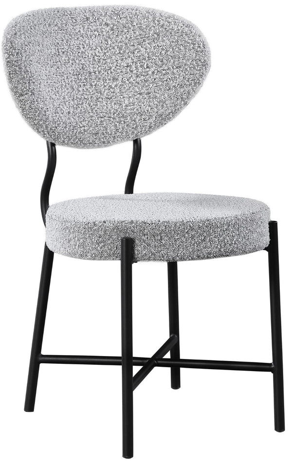 Allure Boucle Fabric / Iron / Foam Contemporary Grey Boucle Fabric Dining Chair - 20.5" W x 23" D x 34" H