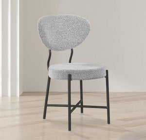 Allure Boucle Fabric / Iron / Foam Contemporary Grey Boucle Fabric Dining Chair - 20.5" W x 23" D x 34" H