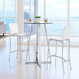 Zuo Modern Criss 100% Polyurethane, Steel Modern Commercial Grade Barstool Set - Set of 2 White, Chrome 100% Polyurethane, Steel