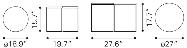 Zuo Modern Brioche MDF, Steel Modern Commercial Grade Coffee Table Set White, Black MDF, Steel