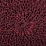Abena Modern Knitted Cotton Round Pouf, Burgundy Noble House