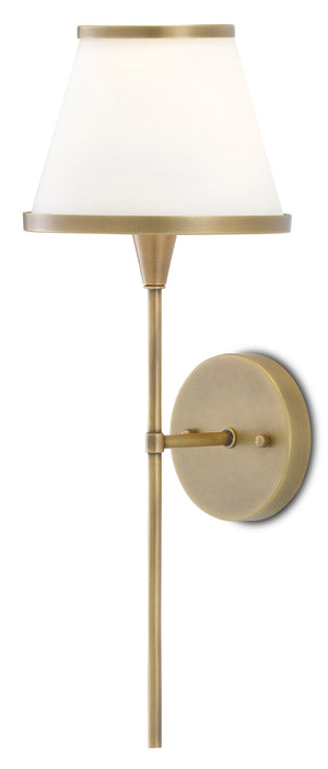 Brimsley Brass Wall Sconce - Elegant Antique Finish with Opaque Glass Shade for Stylish Lighting