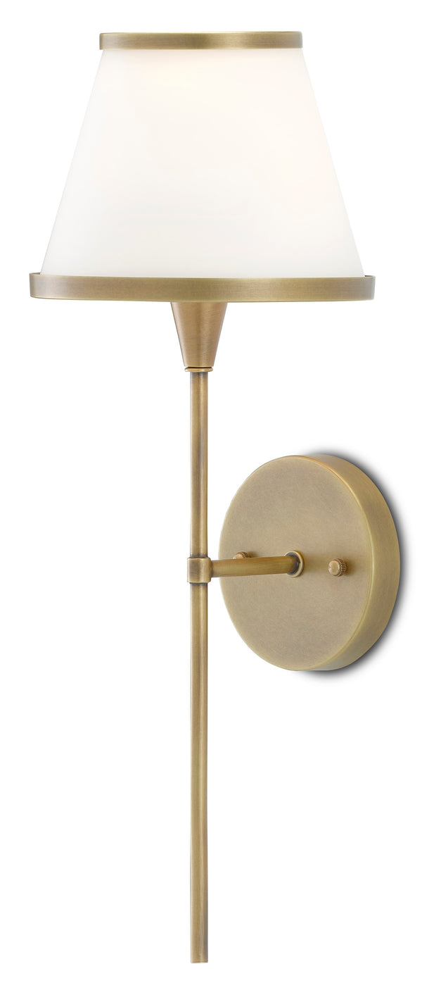 Brimsley Brass Wall Sconce - Elegant Antique Finish with Opaque Glass Shade for Stylish Lighting