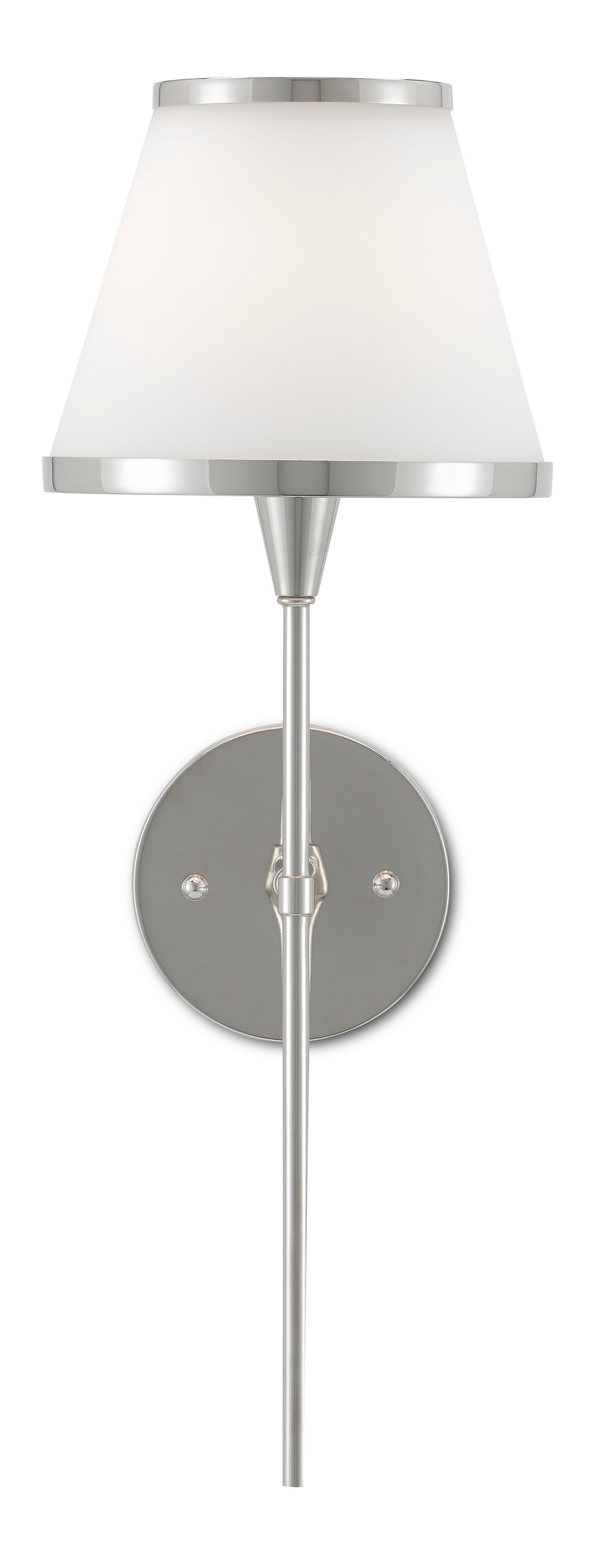 Brimsley Nickel Wall Sconce – Elegant Polished Metal & Opaque Glass Design for Modern Spaces