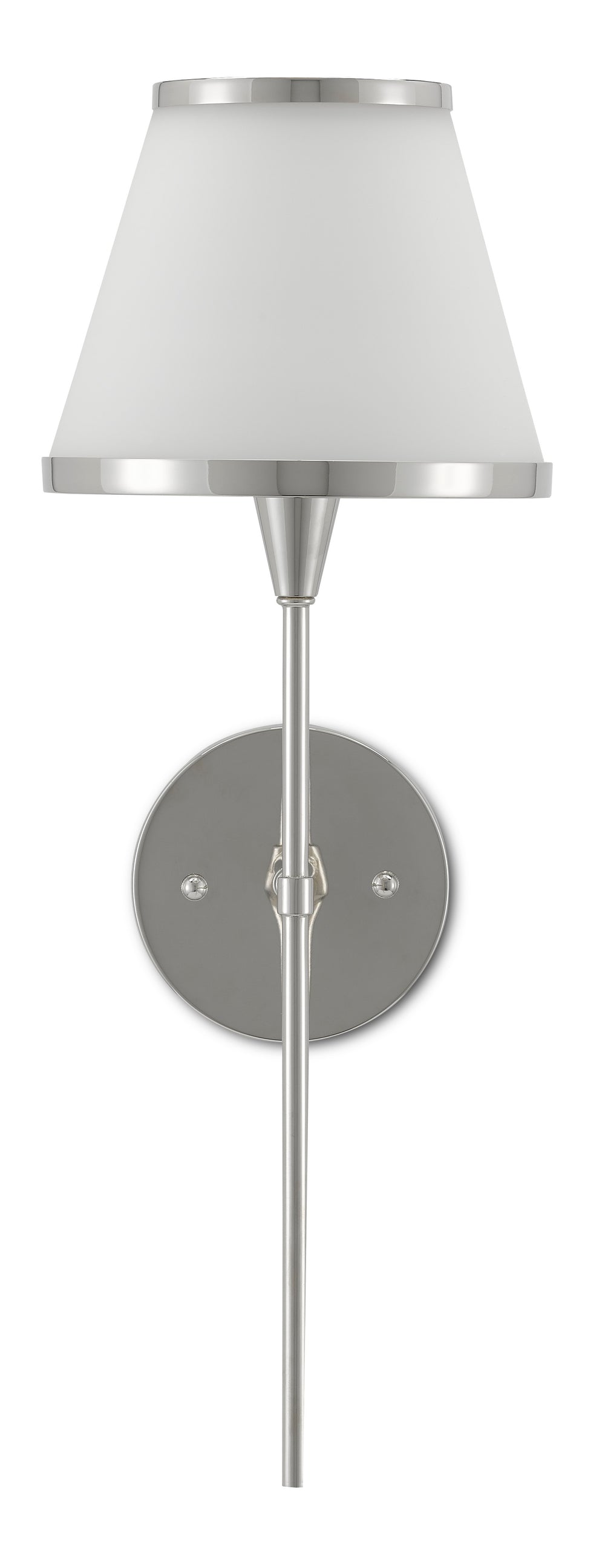 Brimsley Nickel Wall Sconce – Elegant Polished Metal & Opaque Glass Design for Modern Spaces