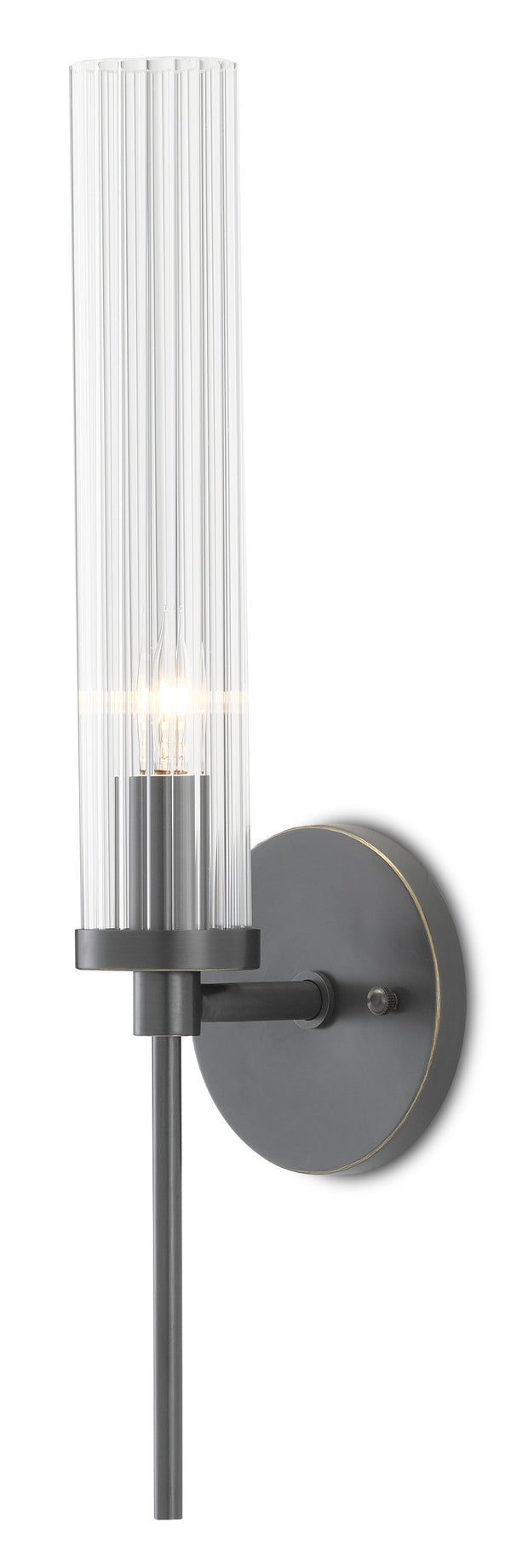 Bellings Elegant Oil-Rubbed Bronze Wall Sconce with Striated Glass Shade for Sophisticated Spaces