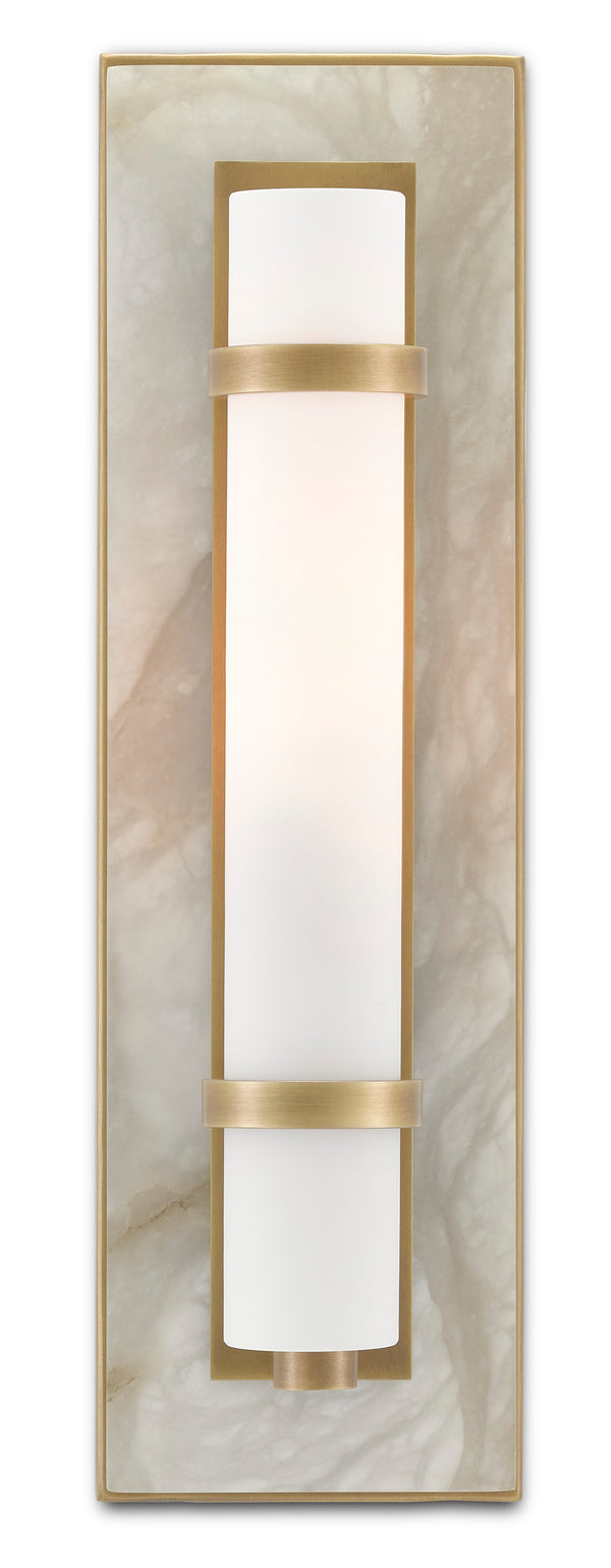Bruneau Brass Wall Sconce - Elegant Alabaster & Antique Brass Design for Sophisticated Spaces
