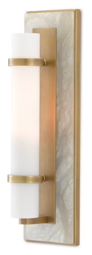 Bruneau Brass Wall Sconce - Elegant Alabaster & Antique Brass Design for Sophisticated Spaces