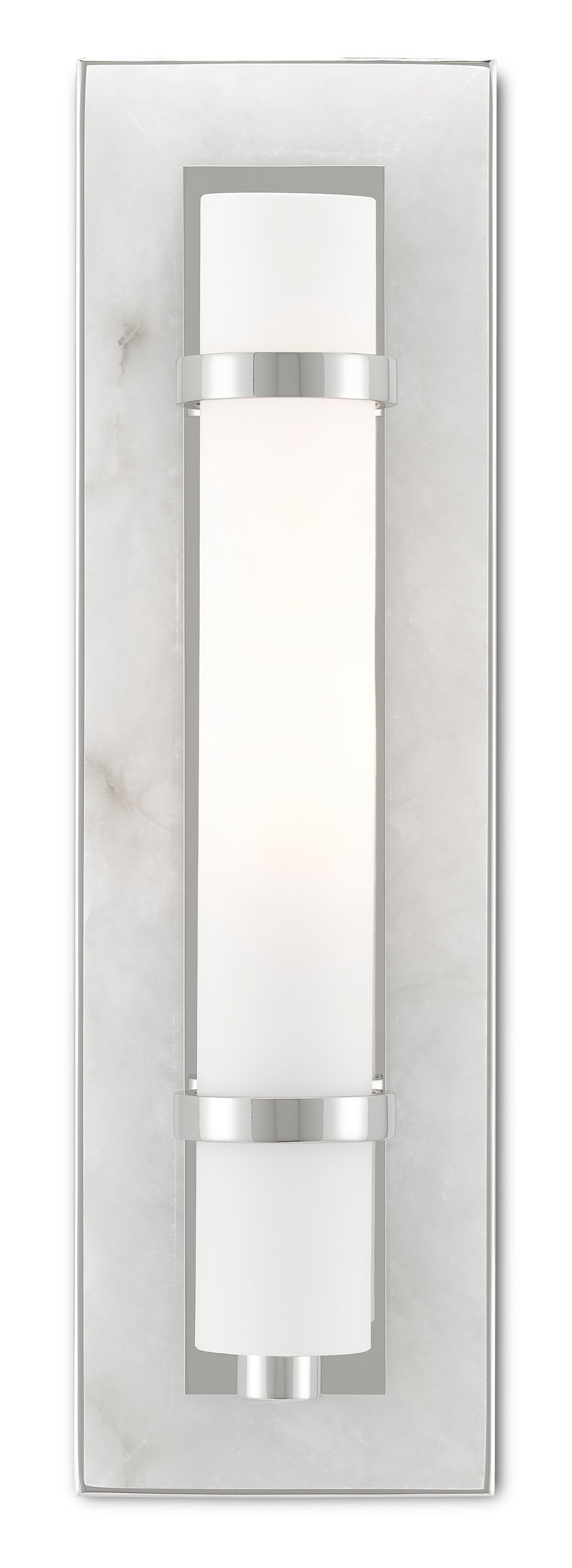 Bruneau Nickel Wall Sconce - Elegant Alabaster & Glass Design, Damp Rated for Stylish Illumination