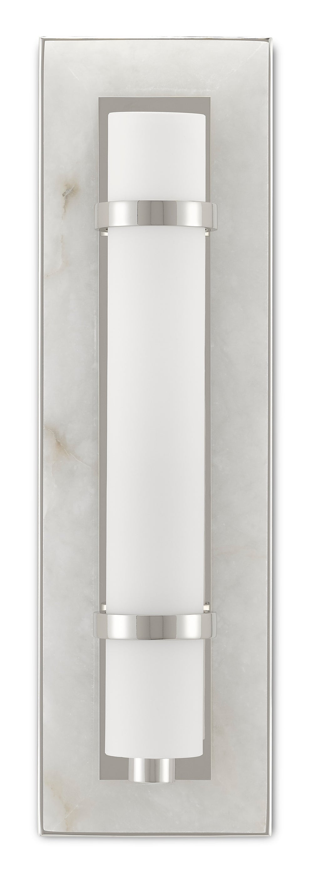 Bruneau Nickel Wall Sconce - Elegant Alabaster & Glass Design, Damp Rated for Stylish Illumination