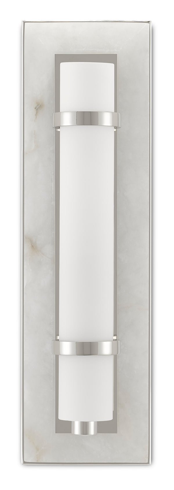 Bruneau Nickel Wall Sconce - Elegant Alabaster & Glass Design, Damp Rated for Stylish Illumination