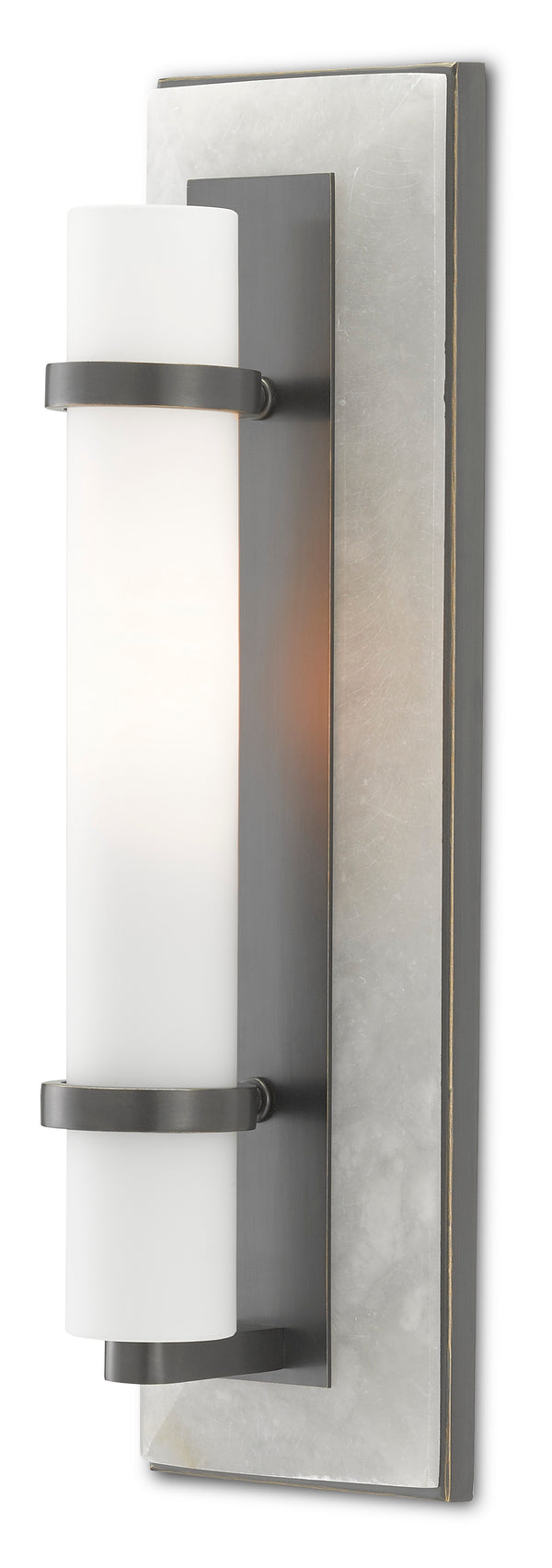 Bruneau Bronze Wall Sconce: Elegant Alabaster & Opaque Glass Design for Sophisticated Spaces
