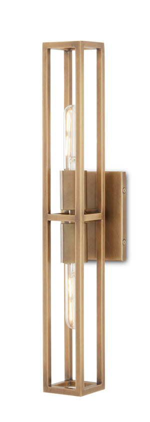 Bergen Antique Brass Wall Sconce - Elegant Two-Bulb Design for Damp Locations, ADA Compliant Lighting