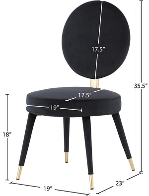 Brandy Velvet / Engineered Wood / Iron / Foam Contemporary Black Velvet Dining Chair - 19" W x 23" D x 35.5" H