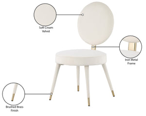 Brandy Velvet / Engineered Wood / Iron / Foam Contemporary Cream Velvet Dining Chair - 19" W x 23" D x 35.5" H