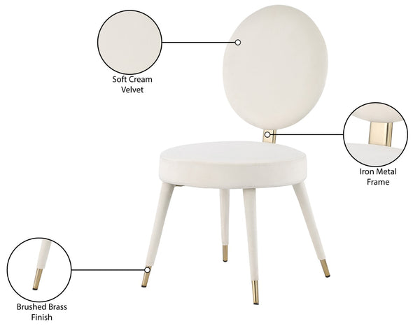 Brandy Velvet / Engineered Wood / Iron / Foam Contemporary Cream Velvet Dining Chair - 19" W x 23" D x 35.5" H