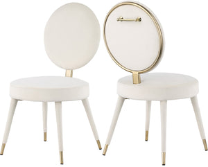 Brandy Velvet / Engineered Wood / Iron / Foam Contemporary Cream Velvet Dining Chair - 19" W x 23" D x 35.5" H