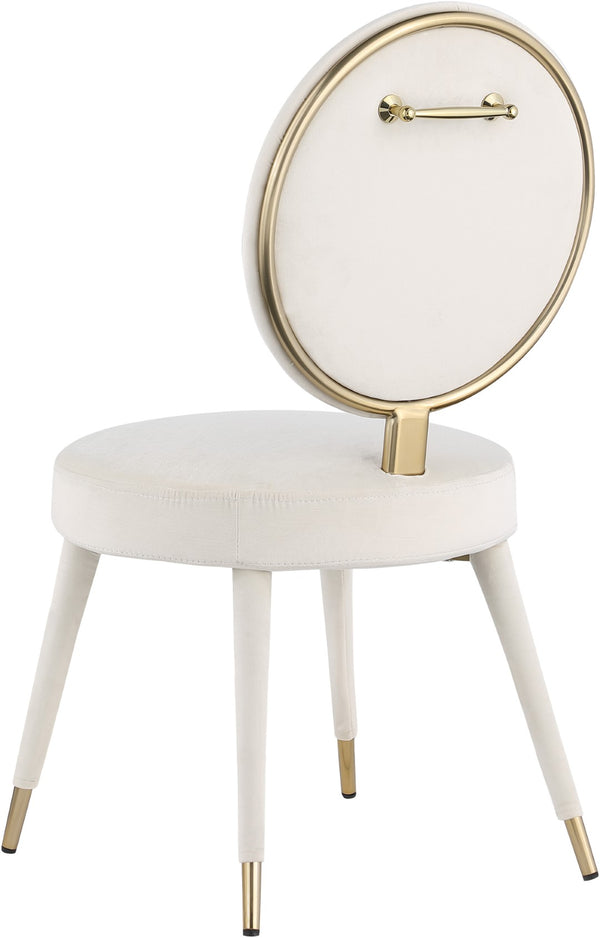 Brandy Velvet / Engineered Wood / Iron / Foam Contemporary Cream Velvet Dining Chair - 19" W x 23" D x 35.5" H