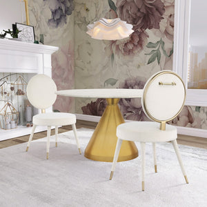 Brandy Velvet / Engineered Wood / Iron / Foam Contemporary Cream Velvet Dining Chair - 19" W x 23" D x 35.5" H