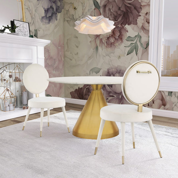 Brandy Velvet / Engineered Wood / Iron / Foam Contemporary Cream Velvet Dining Chair - 19" W x 23" D x 35.5" H