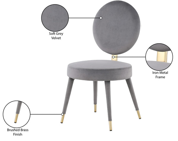 Brandy Velvet / Engineered Wood / Iron / Foam Contemporary Grey Velvet Dining Chair - 19" W x 23" D x 35.5" H
