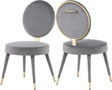 Brandy Velvet / Engineered Wood / Iron / Foam Contemporary Grey Velvet Dining Chair - 19" W x 23" D x 35.5" H