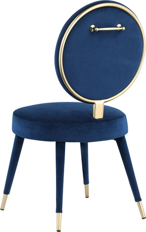 Brandy Velvet / Engineered Wood / Iron / Foam Contemporary Navy Velvet Dining Chair - 19" W x 23" D x 35.5" H