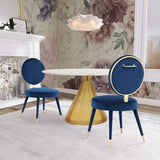 Brandy Velvet / Engineered Wood / Iron / Foam Contemporary Navy Velvet Dining Chair - 19" W x 23" D x 35.5" H
