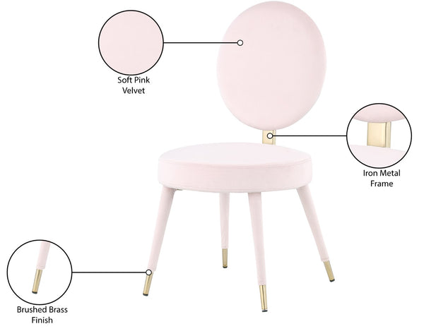 Brandy Velvet / Engineered Wood / Iron / Foam Contemporary Pink Velvet Dining Chair - 19" W x 23" D x 35.5" H