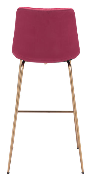Zuo Modern Tony 100% Polyester, Plywood, Steel Modern Commercial Grade Barstool Red, Gold 100% Polyester, Plywood, Steel