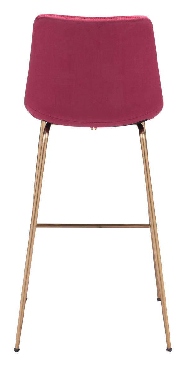 Zuo Modern Tony 100% Polyester, Plywood, Steel Modern Commercial Grade Barstool Red, Gold 100% Polyester, Plywood, Steel