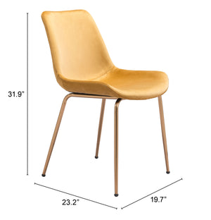 Zuo Modern Tony 100% Polyester, Plywood, Steel Modern Commercial Grade Dining Chair Set - Set of 2 Yellow, Gold 100% Polyester, Plywood, Steel