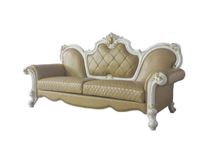Picardy Transitional/Vintage Sofa with 5 Pillows Padded Seat/Back] PU (Vintage Pattern) • Molding] Antique Pearl 58210-ACME