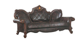 Picardy Transitional/Vintage Sofa with 3 Pillows Padded Seat/Back] PU (Vintage Pattern) • Molding] Honey Oak 58221-ACME