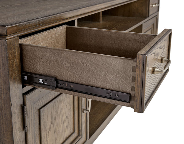 Newport 66" TV Console in Planked Oak - Stylish Storage with Cable Management & Soundbar Shelf