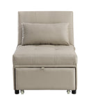 Hidalgo Contemporary Sofa Bed Beige PU(#Gray001) 58246-ACME