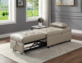 Hidalgo Contemporary Sofa Bed Beige PU(#Gray001) 58246-ACME