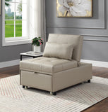 Hidalgo Contemporary Sofa Bed Beige PU(#Gray001) 58246-ACME