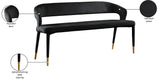 Destiny Velvet / Plywood / Stainless Steel / Foam Contemporary Black Velvet Bench - 58.5" W x 21" D x 30" H