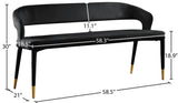 Destiny Velvet / Plywood / Stainless Steel / Foam Contemporary Black Velvet Bench - 58.5" W x 21" D x 30" H