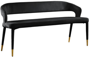 Destiny Velvet / Plywood / Stainless Steel / Foam Contemporary Black Velvet Bench - 58.5" W x 21" D x 30" H