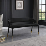 Destiny Velvet / Plywood / Stainless Steel / Foam Contemporary Black Velvet Bench - 58.5" W x 21" D x 30" H