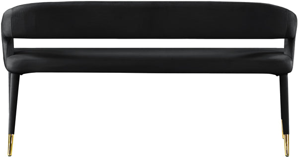 Destiny Velvet / Plywood / Stainless Steel / Foam Contemporary Black Velvet Bench - 58.5" W x 21" D x 30" H